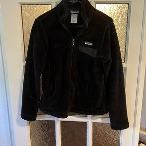 Black Patagonia retool fleece, full zip. Size S